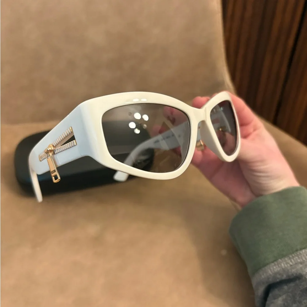 Moschino white zipper cat eye cool retro sunglasses bold - Picture 5 of 7